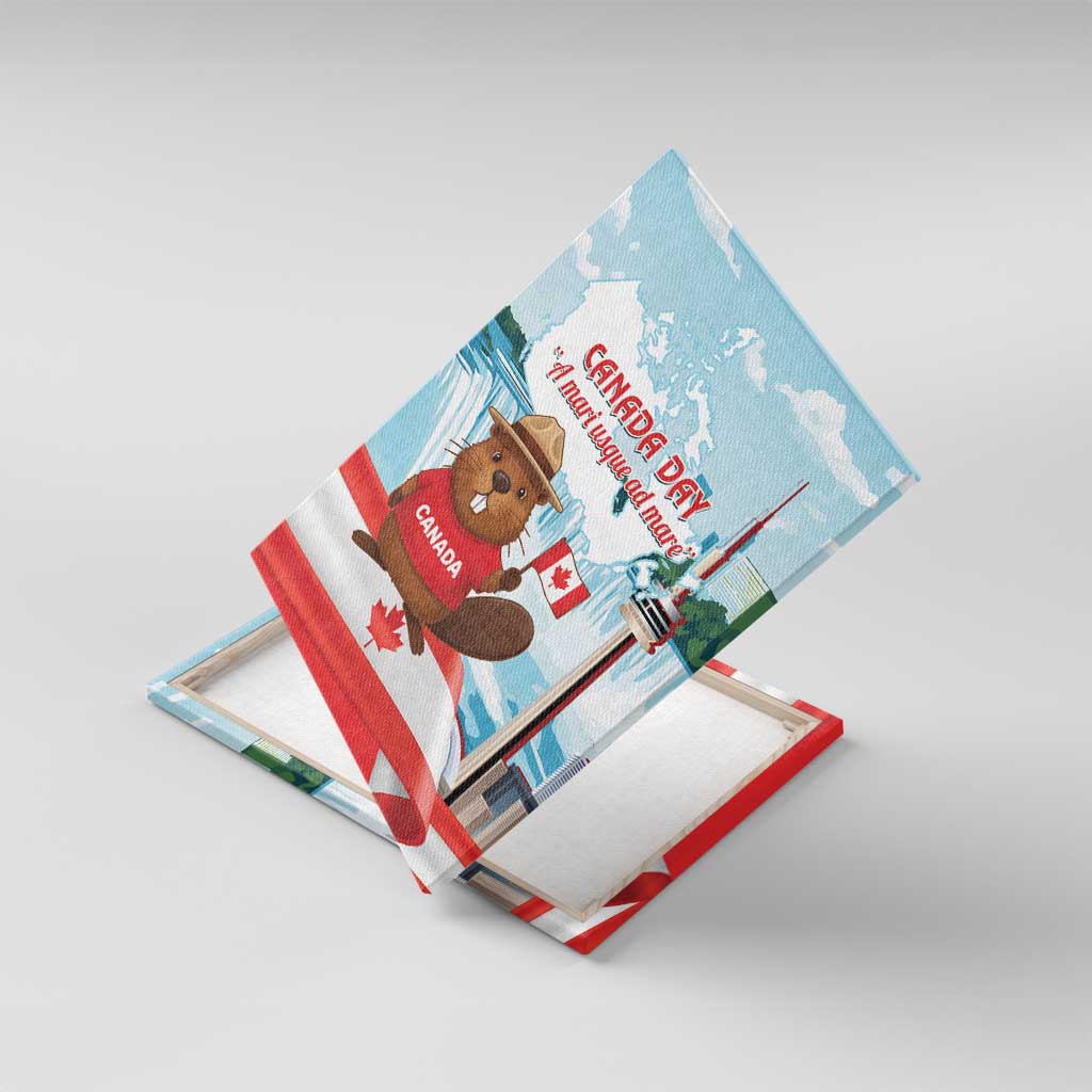 Canada Day Canvas Wall Art Cute Beaver With Flag