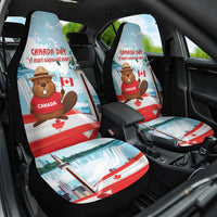 Canada Day Car Seat Cover Cute Beaver With Flag