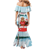 Canada Day Family Matching Mermaid Dress and Hawaiian Shirt Cute Beaver With Flag
