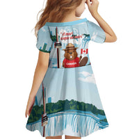 Canada Day Family Matching Off Shoulder Maxi Dress and Hawaiian Shirt Cute Beaver With Flag