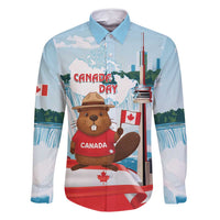 Canada Day Family Matching Off Shoulder Short Dress and Hawaiian Shirt Cute Beaver With Flag