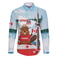 Canada Day Family Matching Short Sleeve Bodycon Dress and Hawaiian Shirt Cute Beaver With Flag