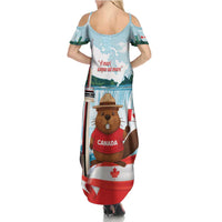 Canada Day Family Matching Summer Maxi Dress and Hawaiian Shirt Cute Beaver With Flag