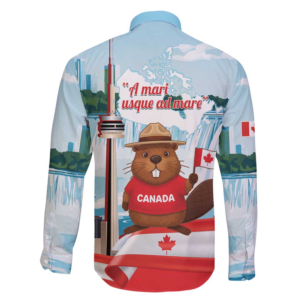 Canada Day Family Matching Tank Maxi Dress and Hawaiian Shirt Cute Beaver With Flag