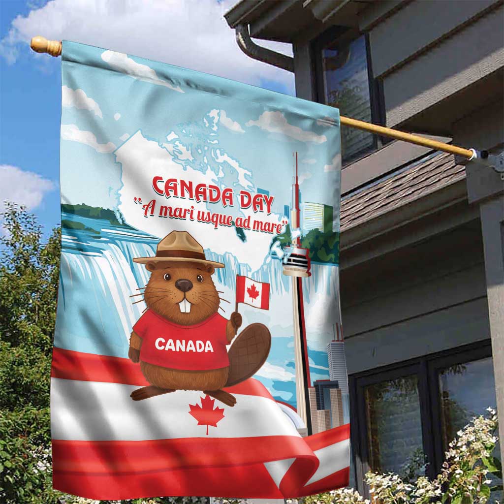 Canada Day Garden Flag Cute Beaver With Flag