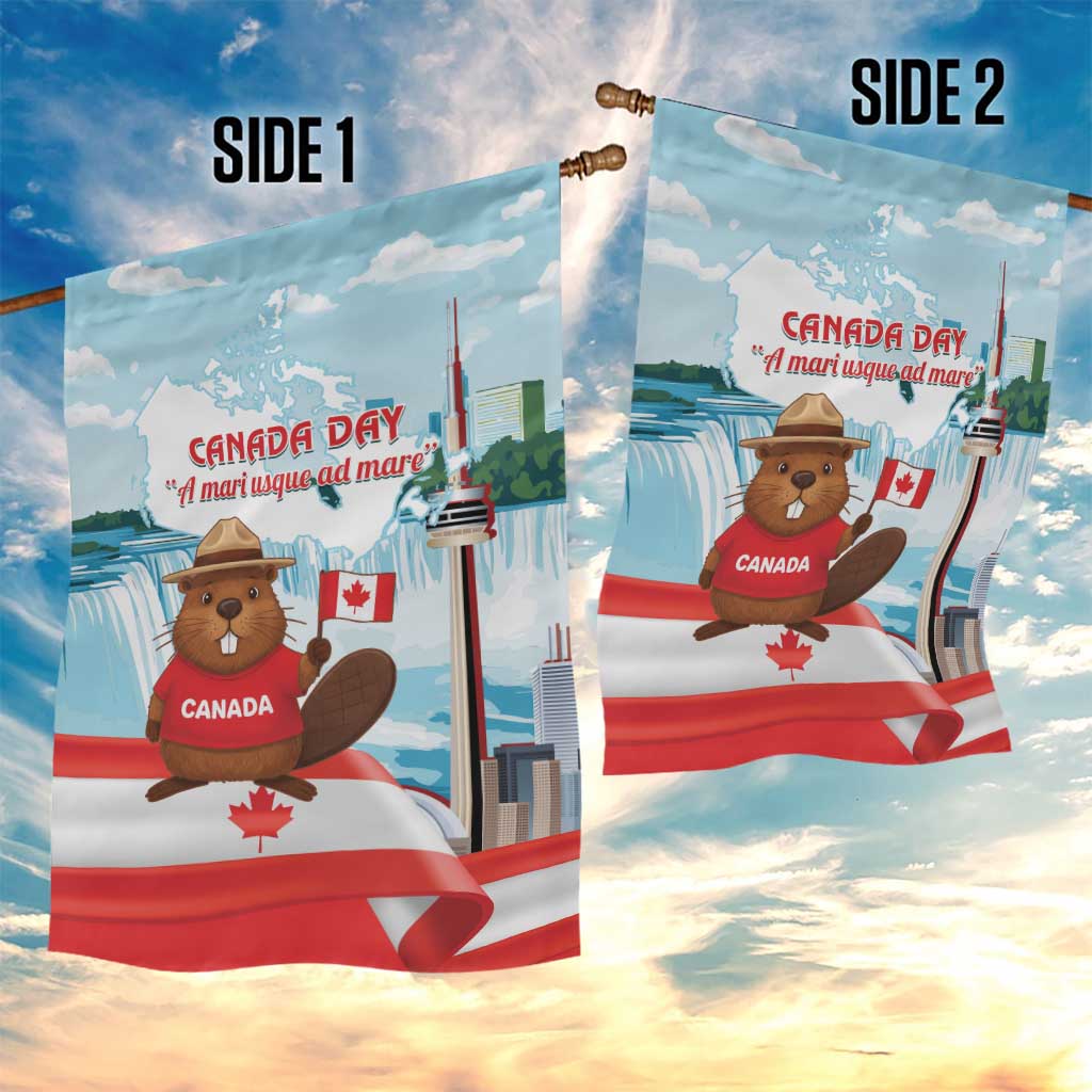 Canada Day Garden Flag Cute Beaver With Flag