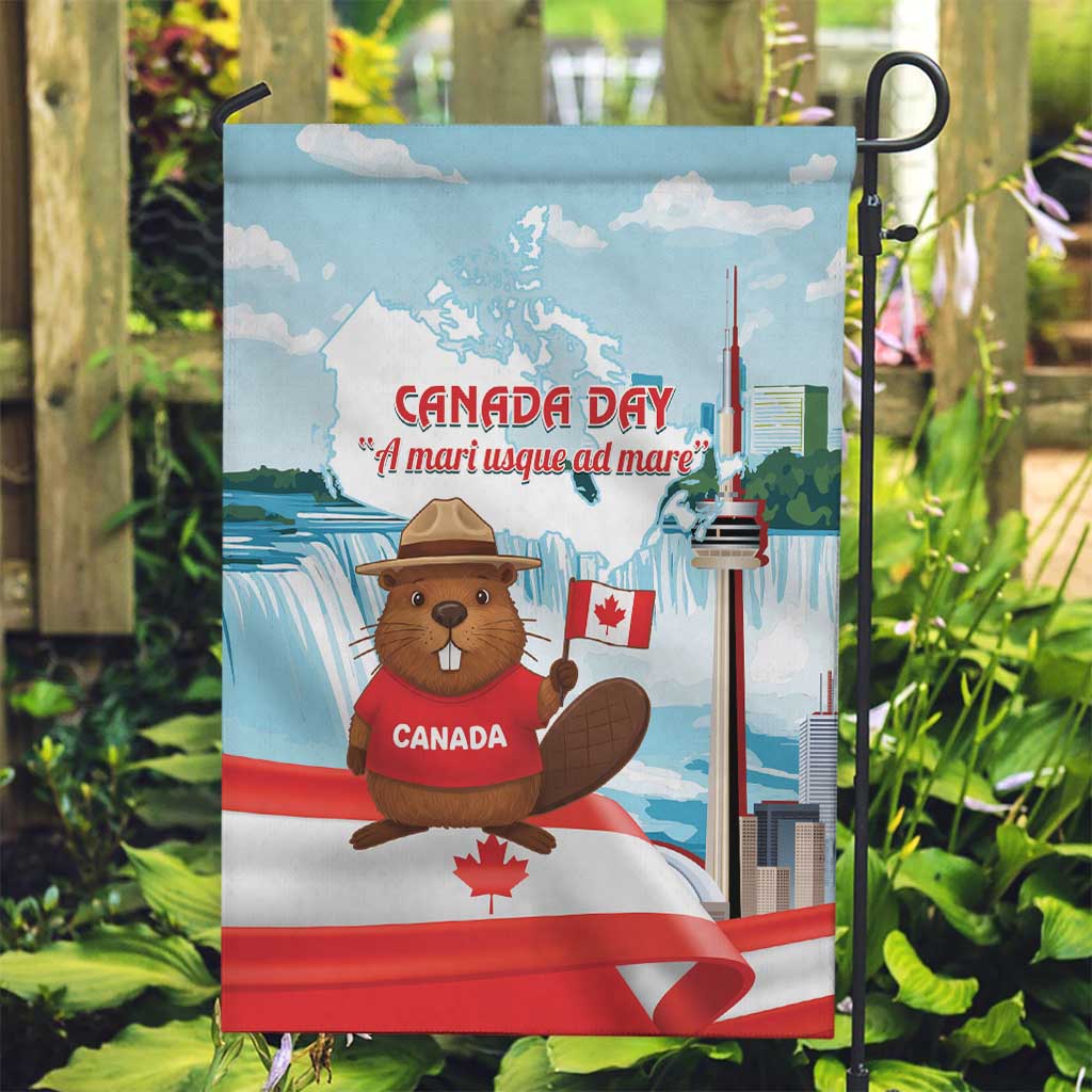 Canada Day Garden Flag Cute Beaver With Flag