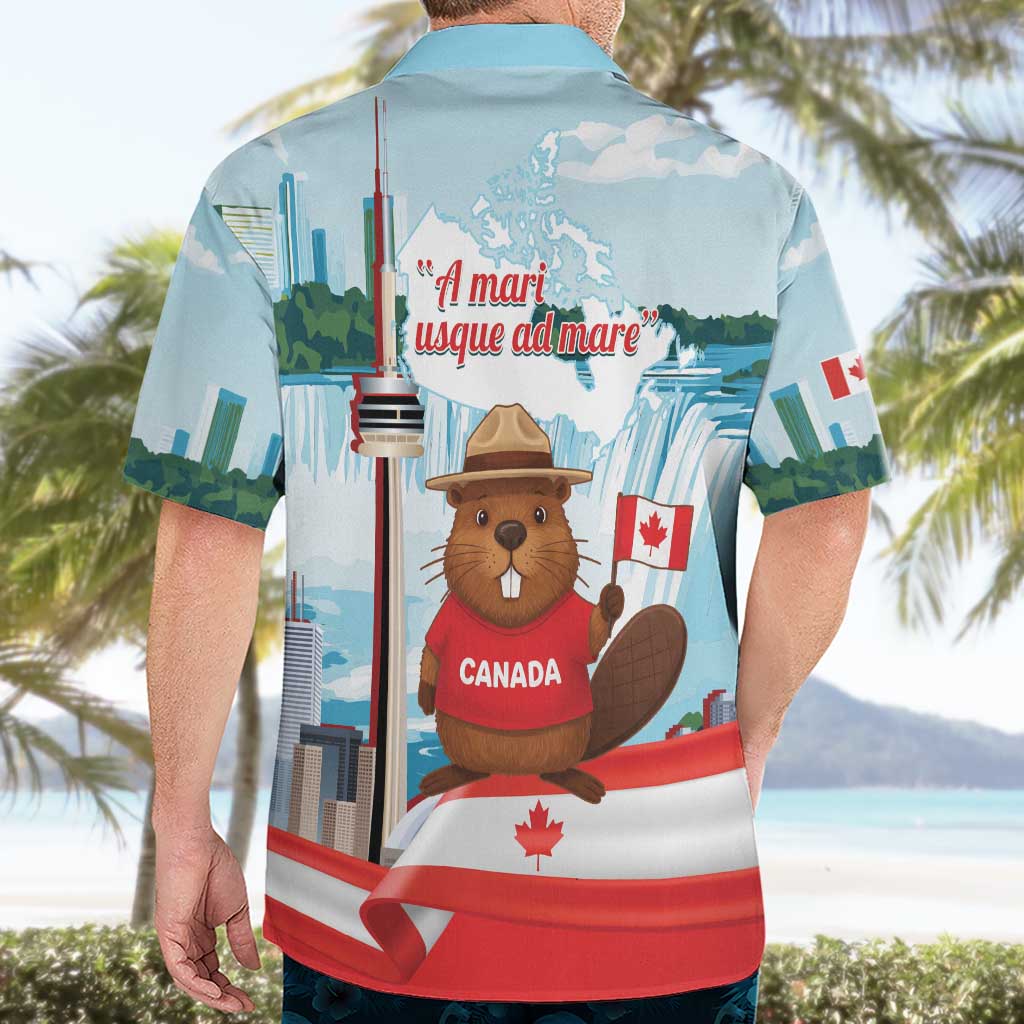 Canada Day Hawaiian Shirt Cute Beaver With Flag
