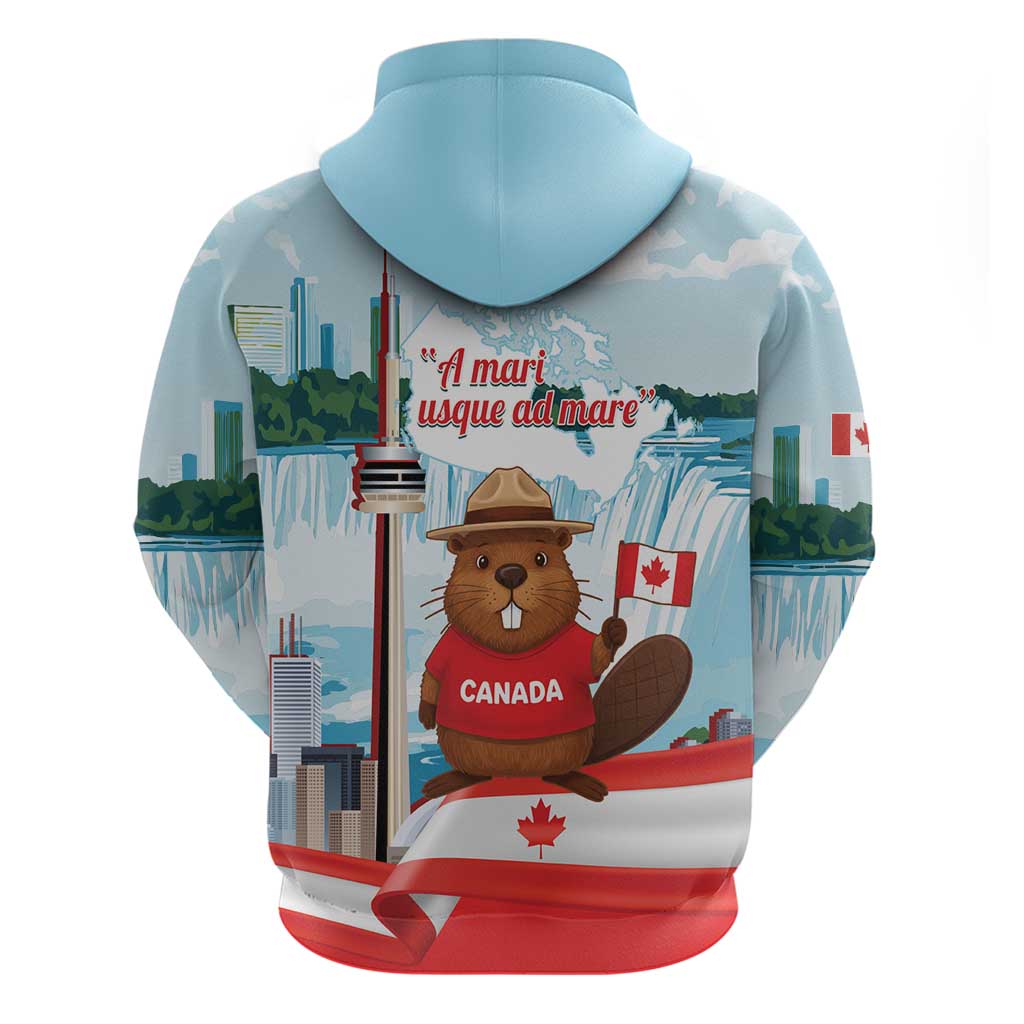 Canada Day Hoodie Cute Beaver With Flag
