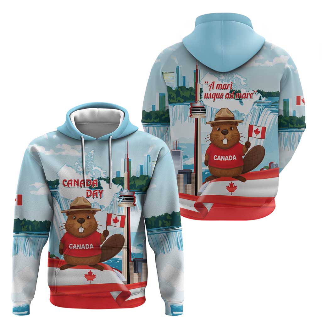 Canada Day Hoodie Cute Beaver With Flag