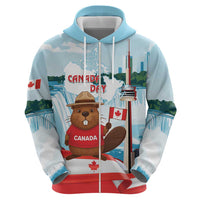Canada Day Hoodie Cute Beaver With Flag