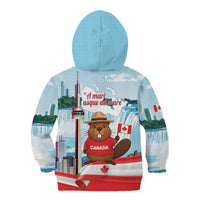 Canada Day Kid Hoodie Cute Beaver With Flag