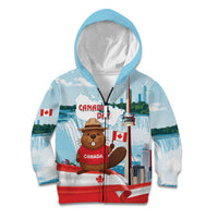 Canada Day Kid Hoodie Cute Beaver With Flag