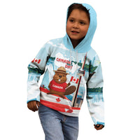 Canada Day Kid Hoodie Cute Beaver With Flag