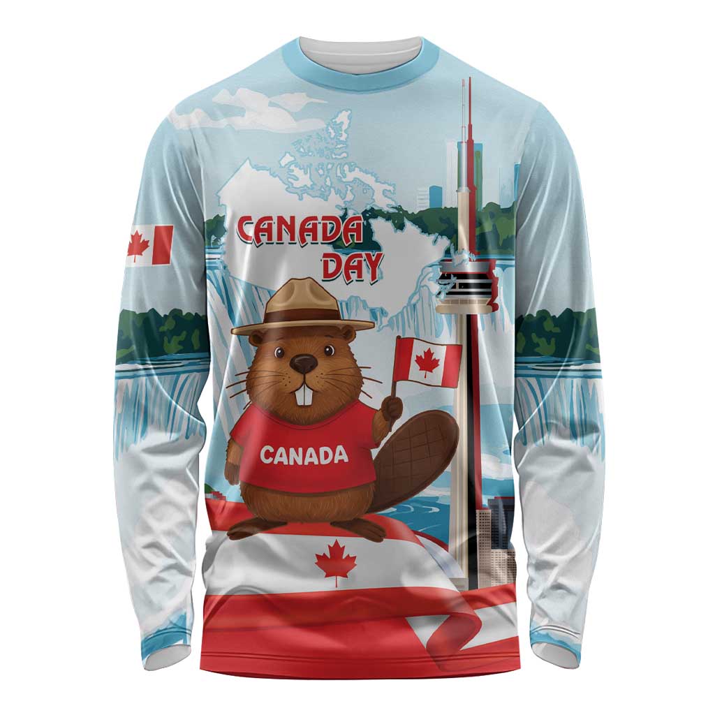 Canada Day Long Sleeve Shirt Cute Beaver With Flag