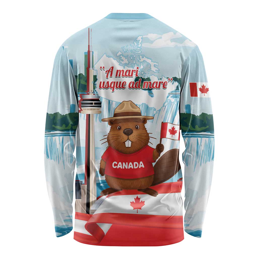 Canada Day Long Sleeve Shirt Cute Beaver With Flag