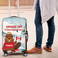 Canada Day Luggage Cover Cute Beaver With Flag