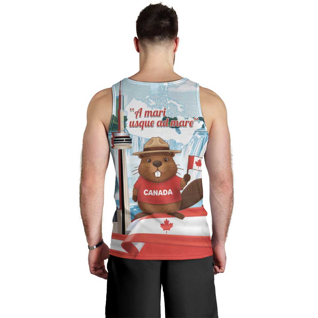 Canada Day Men Tank Top Cute Beaver With Flag