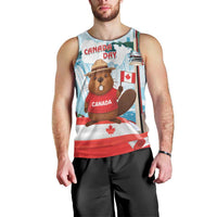 Canada Day Men Tank Top Cute Beaver With Flag