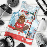 Canada Day Men Tank Top Cute Beaver With Flag