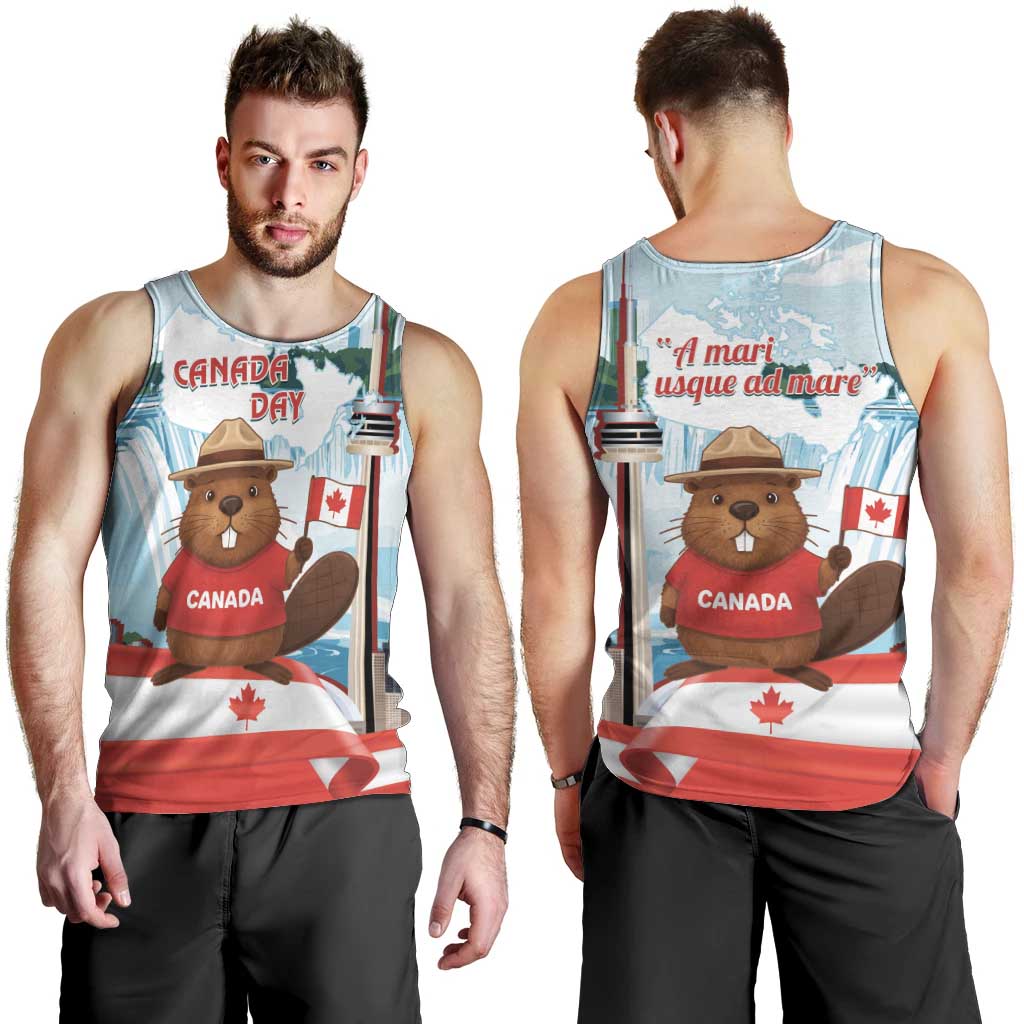 Canada Day Men Tank Top Cute Beaver With Flag