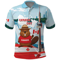 Canada Day Polo Shirt Cute Beaver With Flag