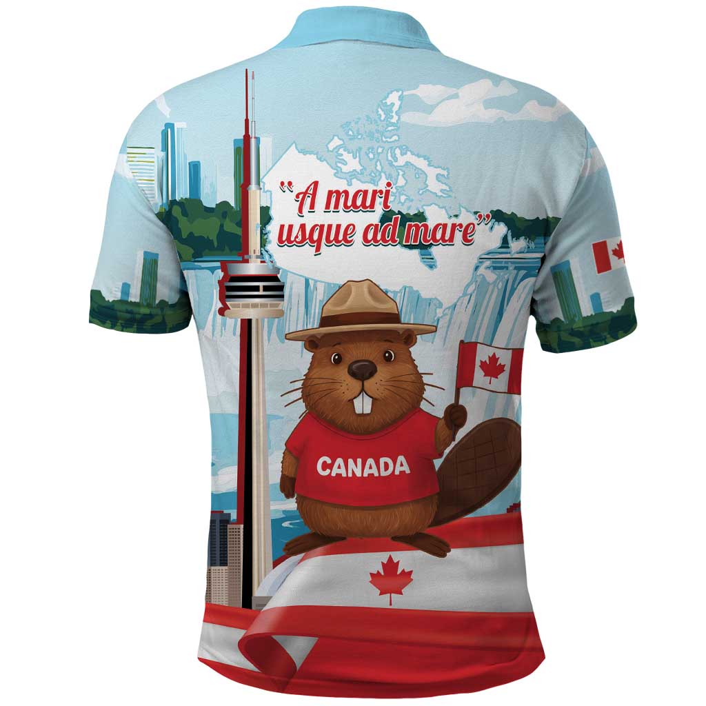 Canada Day Polo Shirt Cute Beaver With Flag