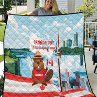 Canada Day Quilt Cute Beaver With Flag