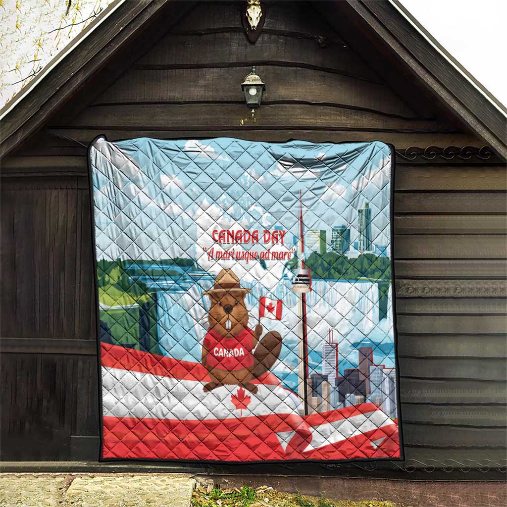 Canada Day Quilt Cute Beaver With Flag