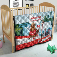 Canada Day Quilt Cute Beaver With Flag