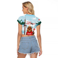 Canada Day Raglan Cropped T Shirt Cute Beaver With Flag