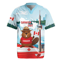 Canada Day Rugby Jersey Cute Beaver With Flag