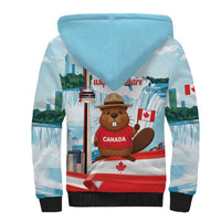 Canada Day Sherpa Hoodie Cute Beaver With Flag