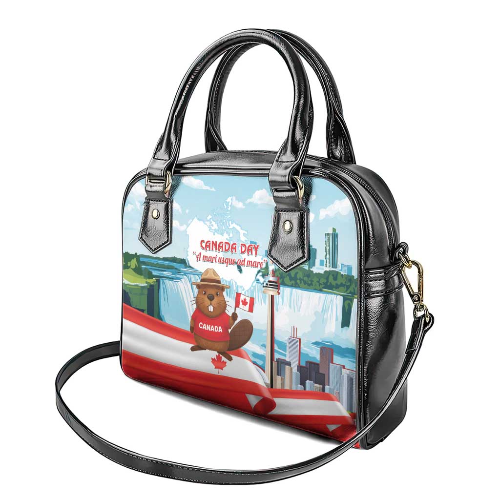 Canada Day Shoulder Handbag Cute Beaver With Flag