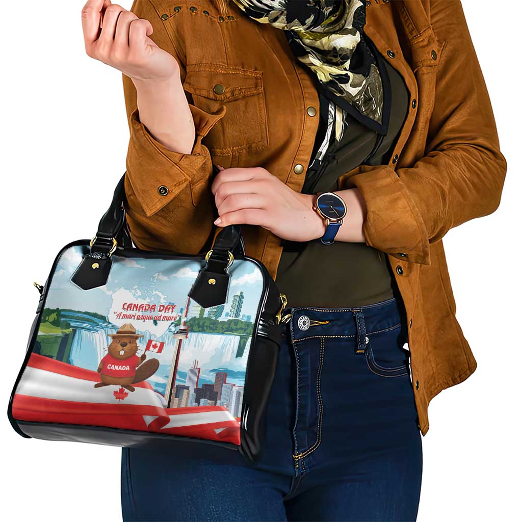 Canada Day Shoulder Handbag Cute Beaver With Flag