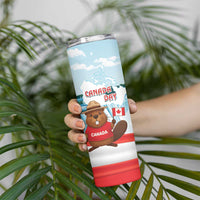 Canada Day Skinny Tumbler Cute Beaver With Flag