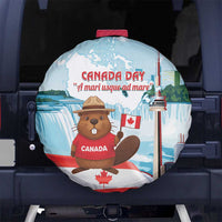 Canada Day Spare Tire Cover Cute Beaver With Flag