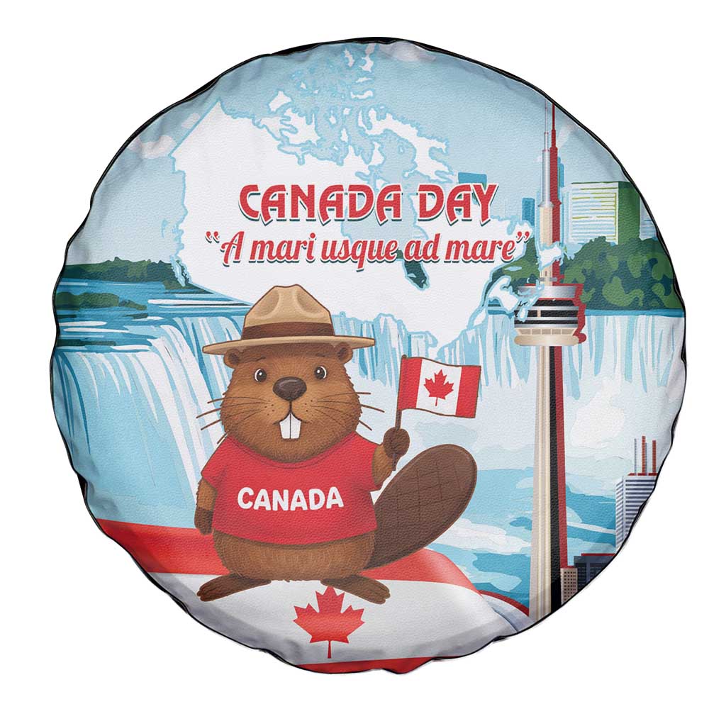 Canada Day Spare Tire Cover Cute Beaver With Flag