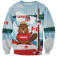 Canada Day Sweatshirt Cute Beaver With Flag