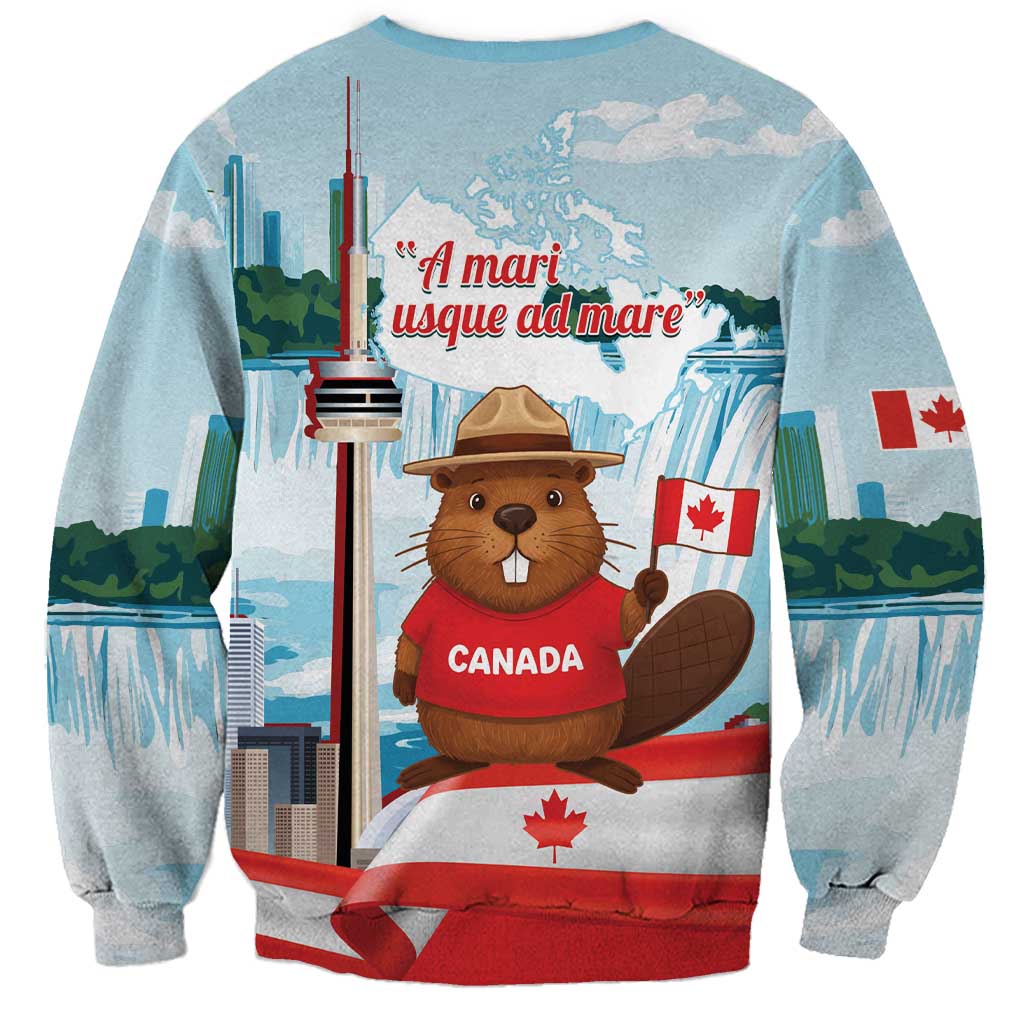 Canada Day Sweatshirt Cute Beaver With Flag
