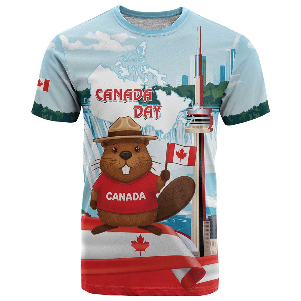 Canada Day T Shirt Cute Beaver With Flag