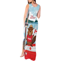 Canada Day Tank Maxi Dress Cute Beaver With Flag