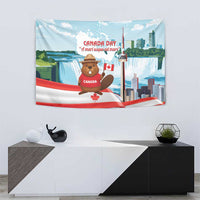 Canada Day Tapestry Cute Beaver With Flag