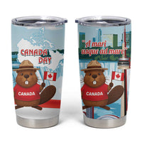 Canada Day Tumbler Cup Cute Beaver With Flag
