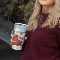 Canada Day Tumbler Cup Cute Beaver With Flag