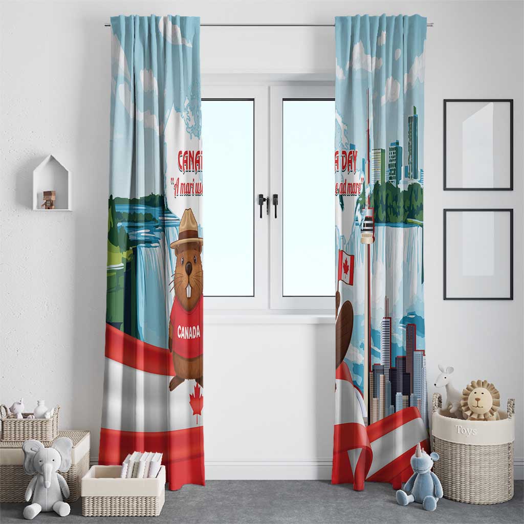 Canada Day Window Curtain Cute Beaver With Flag