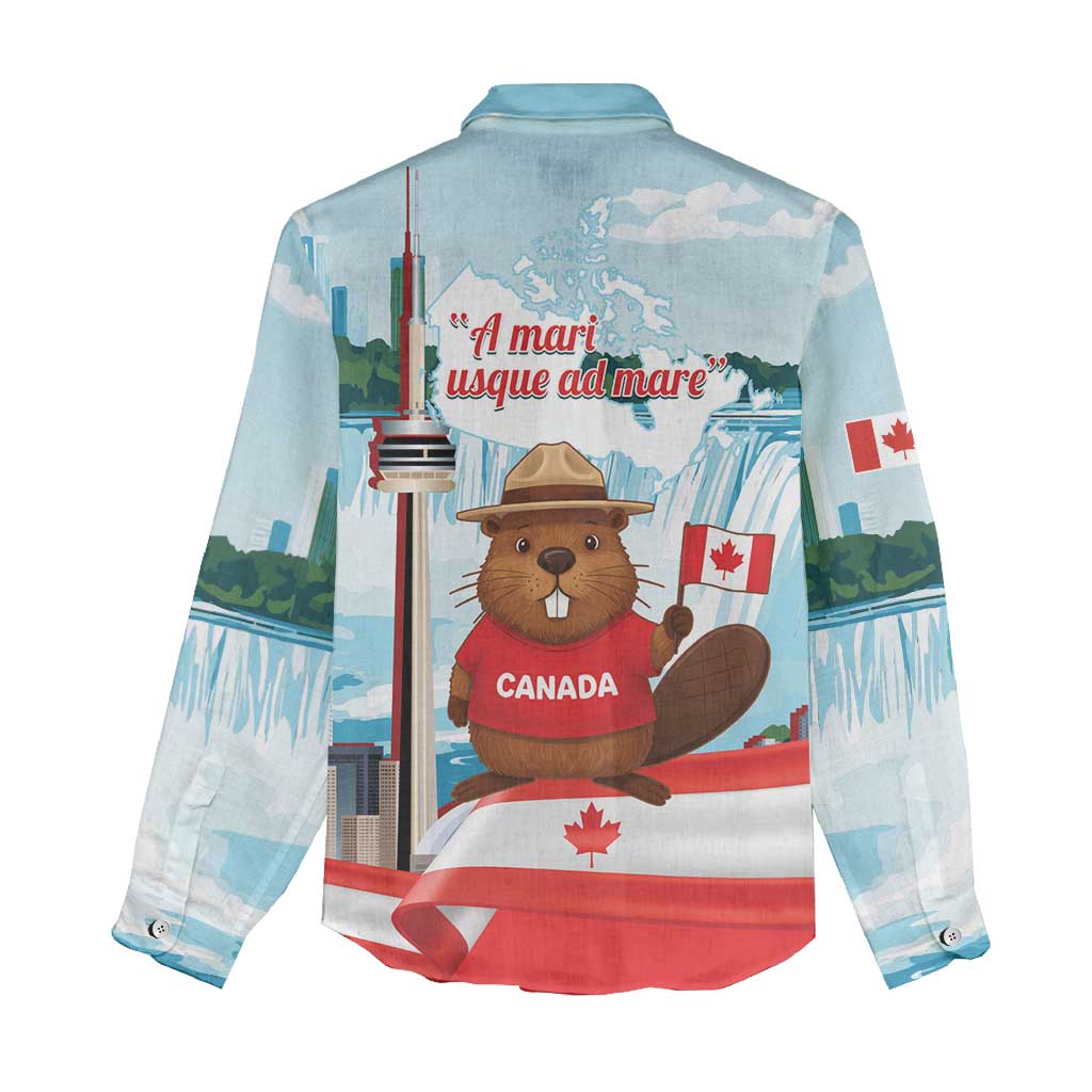 Canada Day Women Casual Shirt Cute Beaver With Flag