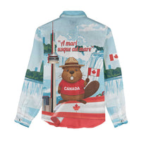 Canada Day Women Casual Shirt Cute Beaver With Flag