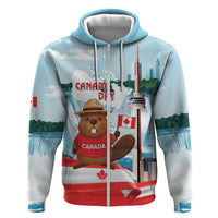 Canada Day Zip Hoodie Cute Beaver With Flag