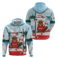 Canada Day Zip Hoodie Cute Beaver With Flag